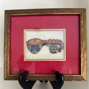 Handmade Classical Indian Musical Instrument Painting on Marble, Made in India